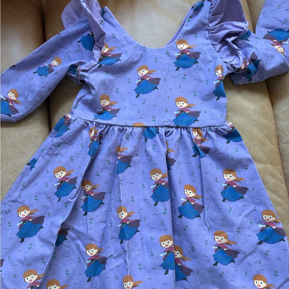 Charming Lavender Kids Dress with Cartoon Design